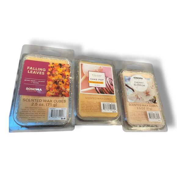 Sonoma Scented Wax Cubes Melts Falling Leaves Cake Pop & Cherry Blossom Lot of 3 - Picture 3 of 10